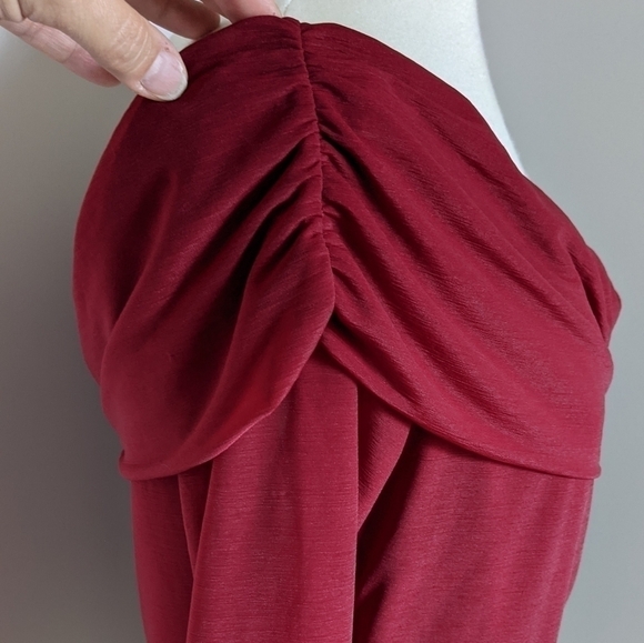 Nwt Bar III Off the shoulder Chiffon Bodysuit Maroon XXL - Picture 12 of 12